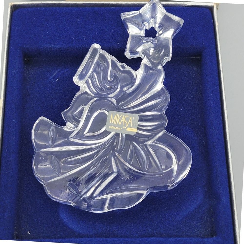 Mikasa 3 in‎ Crystal Angel Holding Star Christmas Ornament Germany Figurine